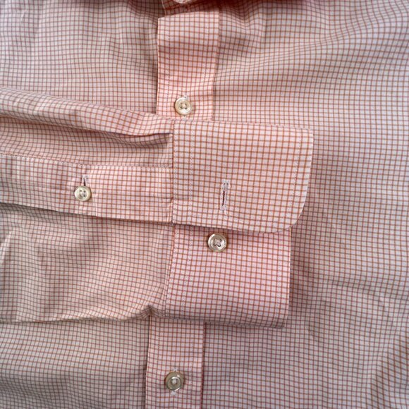 Polo Ralph Lauren Long Sleeve Classic Fit 16 34/35 Orange Check Button Up Shirt - Picture 7 of 10
